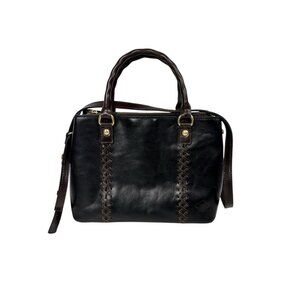 Patricia Nash Dorothy Bag Distressed Leather Convertible Satchel Black Chocolate